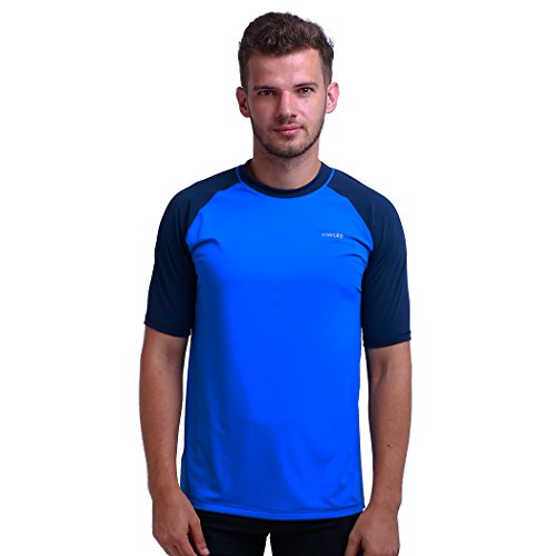 Herren Rash Vest Rashguard Kurzarm schwarz Schnorcheln Schwimmen Surfen Tops Tauchen Anzug Beach T-Shirt Shortsleeve Herren Rash Vest Rashguard Kurzarm schwarz Schnorcheln Schwimmen Surfen Tops Tauchen Anzug Beach T-Shirt Shortsleeve von H.MILES
