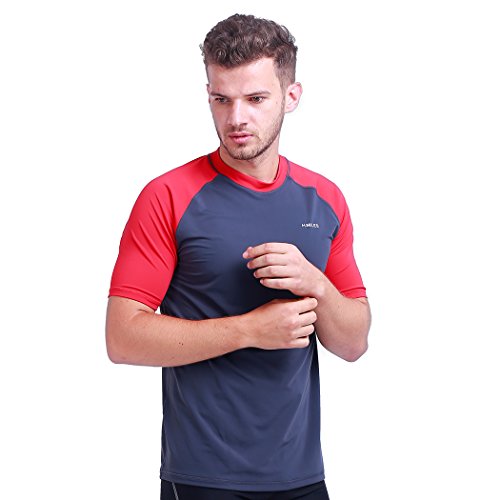Herren Rash Vest Rashguard Kurzarm schwarz Schnorcheln Schwimmen Surfen Tops Tauchen Anzug Beach T-Shirt Shortsleeve Herren Rash Vest Rashguard Kurzarm schwarz Schnorcheln Schwimmen Surfen Tops Tauchen Anzug Beach T-Shirt Shortsleeve von H.MILES