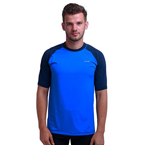 Herren Rash Vest Rashguard Kurzarm schwarz Schnorcheln Schwimmen Surfen Tops Tauchen Anzug Beach T-Shirt Shortsleeve von H.MILES