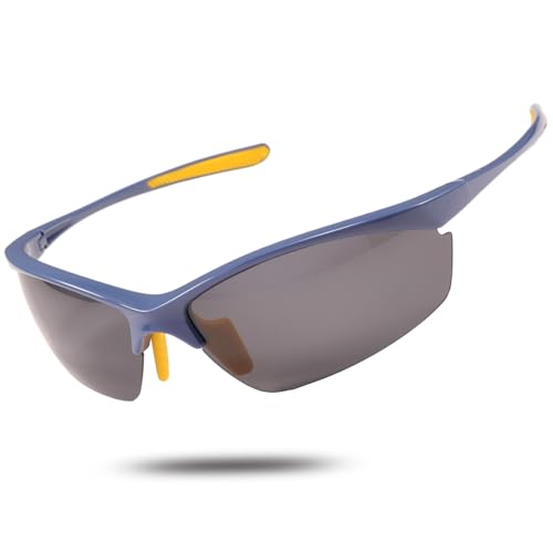 Polarisierte Sport-Sonnenbrille für Herren und Damen, superleichte Laufbrille, TR90-Rahmen, Fahrradbrille, MTB-Brille, Fahren, Angeln, Golf, glänzendes Marineblau und Grau Polarisierte Sport-Sonnenbrille für Herren und Damen, superleichte Laufbrille, TR90-Rahmen, Fahrradbrille, MTB-Brille, Fahren, Angeln, Golf, glänzendes Marineblau und Grau von HAAYOT