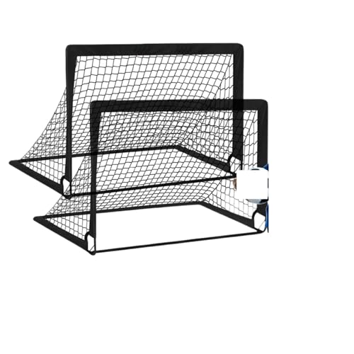 HABYHEZIO Fussball Tor 2 stücke Tragbare Fußball Ziel Klapp Fußball Net Kleinkind Fußball Netze Training Ausrüstung for Kinder Und Jugendliche Fußball Training Tools Fußballtor(Black) von HABYHEZIO