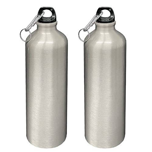 HAC24 2er Set Aluminium Trinkflasche Silber 750ml mit Karabiner Alu Wasserflasche Sportflasche Fahrradflasche Aluflasche HAC24 2er Set Aluminium Trinkflasche Silber 750ml mit Karabiner Alu Wasserflasche Sportflasche Fahrradflasche Aluflasche von HAC24