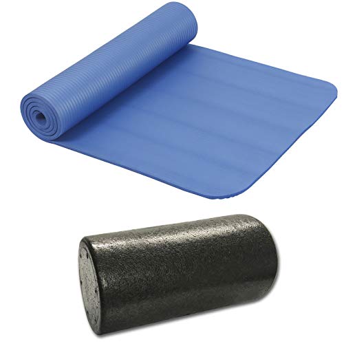 HAC24 Set Gymnastikmatte 190cm x 60cm x 1cm & Gymnastikrolle Yogamatte Yogarolle Sportmatte Faszienrolle von HAC24