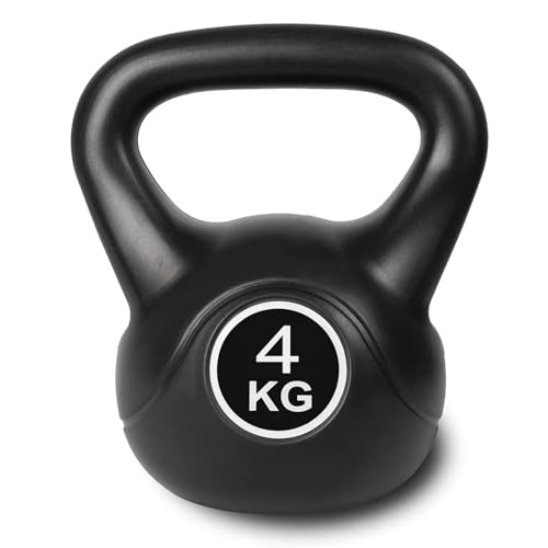 Kugelhantel 4 kg Schwarz Kettlebell Schwunghantel Rundgewicht Fitness Krafttraining Kugelgewicht von HAC24