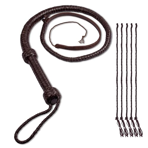 HADZAM Indiana Jones Peitsche, 1,8 m, in 8 Zöpfen und 3 m in 12 Zöpfen aus echtem Rindsleder, Seilkern, BullWhip, viele Farben. von HADZAM