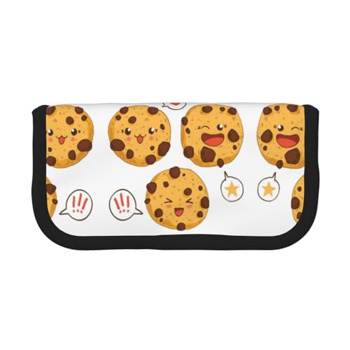 HAHAFU Chip Cookies Großes Federmäppchen aus Segeltuch für Mädchen und Jungen, niedlicher Druck, Schreibwaren, Organizer, Tasche, Schule, Büro, Federmäppchen, Schwarz , Einheitsgröße, von HAHAFU