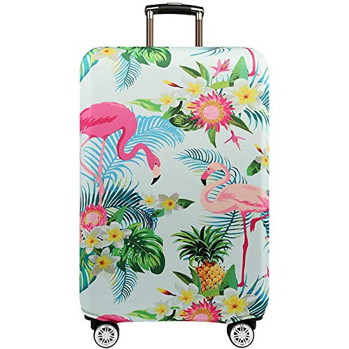 HAHII Kofferabdeckung Gepäckabdeckung Elastisch Kofferhülle Kofferschutzhülle mit Reißveschluss Fit L（25-28in） Flamingo von HAHII