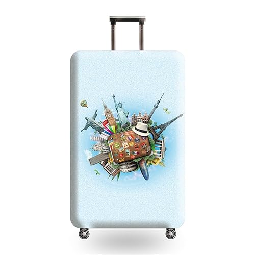 HAHII Kofferabdeckung Gepäckabdeckung Elastisch Kofferhülle Kofferschutzhülle mit Reißveschluss Fit L（25-28in） Globales Reisen 1 von HAHII