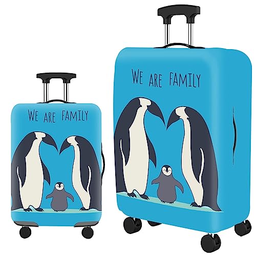 HAHII Kofferabdeckung Gepäckabdeckung Elastisch Kofferhülle Kofferschutzhülle mit Reißveschluss Fit L（25-28in） Pinguin von HAHII