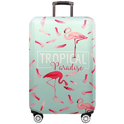 HAHII Kofferabdeckung Gepäckabdeckung Elastisch Kofferhülle Kofferschutzhülle mit Reißveschluss Fit M（22-24in） Flamingo von HAHII