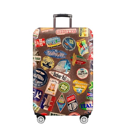 HAHII Kofferabdeckung Gepäckabdeckung Elastisch Kofferhülle Kofferschutzhülle mit Reißveschluss Fit M（22-24in） Reisemarken von HAHII