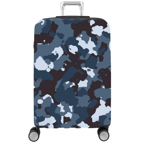 HAHII Kofferabdeckung Gepäckabdeckung Elastisch Kofferhülle Kofferschutzhülle mit Reißveschluss Fit M（22-24in） Tarnfarbe Blau 2 von HAHII