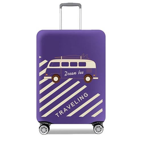 HAHII Kofferabdeckung Gepäckabdeckung Elastisch Kofferhülle Kofferschutzhülle mit Reißveschluss Fit M（22-24in） Violetter Bus von HAHII