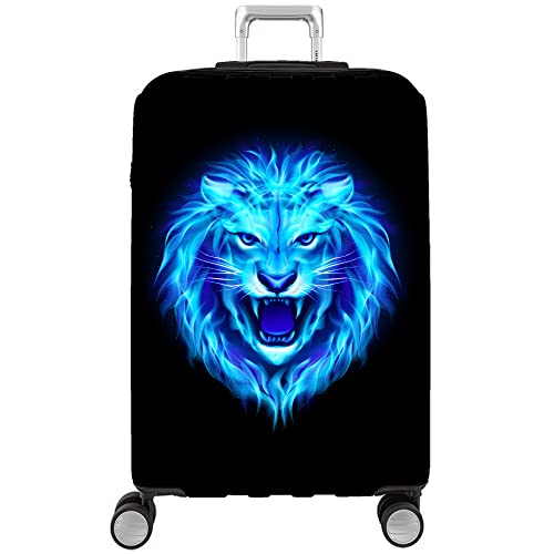 HAHII Kofferabdeckung Gepäckabdeckung Elastisch Kofferhülle Kofferschutzhülle mit Reißveschluss Fit XL（29-32in） Schwarzer Löwenkopf 2 von HAHII