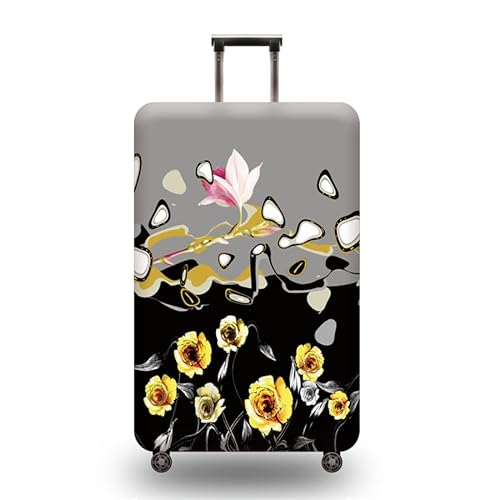 HAHII Reisegepäckhülle, Koffer-Schutz, elastisch, Trolley-Koffer, Schutzhülle, passend für S (45,7–53,3 cm), Blume, blume, S（18-21in） von HAHII