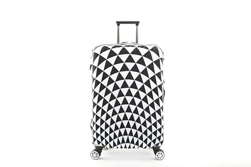 HAHII Reisegepäckhülle Kofferschutz Elastisch Trolley Koffer Schutzhülle passt, Schwarz-weiße Dreiecke, S（18-21in） von HAHII