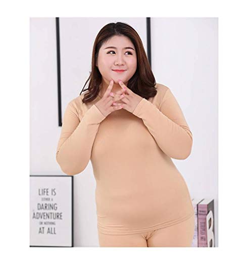 Damen Thermounterwäsche Set Langarm Damen Plus Größe Basisschicht Thermische Lange Johns Herbst Winter Kleidung Anzug, Beige, 5XL Damen Thermounterwäsche Set Langarm Damen Plus Größe Basisschicht Thermische Lange Johns Herbst Winter Kleidung Anzug, Beige, 5XL von HAIBI