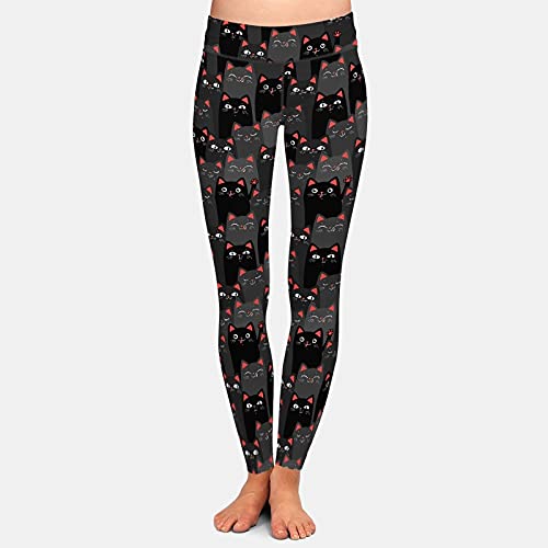Damen Yoga Hosen Leggings 3D Schwarz Grau Katzen Digitaldruck Damen Hohe Taille Leggings Mode Plus Size Fitness Hose, XL Damen Yoga Hosen Leggings 3D Schwarz Grau Katzen Digitaldruck Damen Hohe Taille Leggings Mode Plus Size Fitness Hose, XL von HAIBI