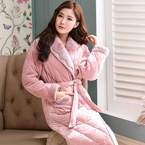 HAIBI Damen Bademantel Winter Bademantel Damen Super Dick Plus Samt Flanell Robe Weibliche Einfache Haus Karierte Warmdressing Kleid, XL HAIBI Damen Bademantel Winter Bademantel Damen Super Dick Plus Samt Flanell Robe Weibliche Einfache Haus Karierte Warmdressing Kleid, XL von HAIBI