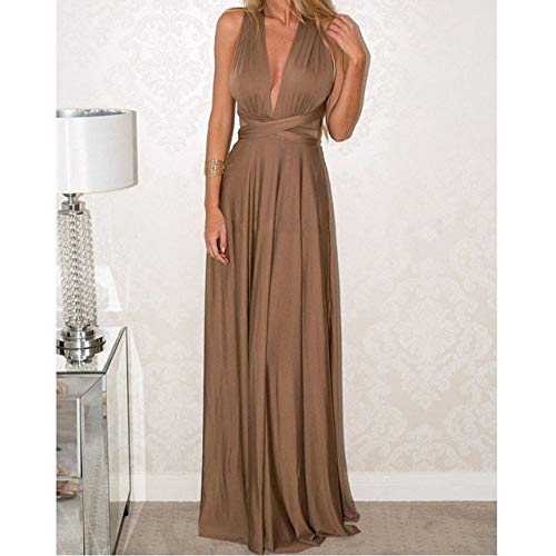 HAIBI Damen Kleidsexy Damen Multiway Wrap Convertible Dress Bandage Lange Kleider Party Brautjungfern Infinity Robe,Braun,S HAIBI Damen Kleidsexy Damen Multiway Wrap Convertible Dress Bandage Lange Kleider Party Brautjungfern Infinity Robe,Braun,S von HAIBI