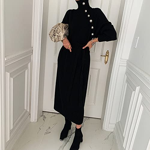 HAIBI Damen Langarm Kleid Elegante Gürtel Pullover Kleider Damen Casual Langarm Warmes Partykleid Winter Rollkragen Lose Gestricktes Langes Kleid,Weiß,S HAIBI Damen Langarm Kleid Elegante Gürtel Pullover Kleider Damen Casual Langarm Warmes Partykleid Winter Rollkragen Lose Gestricktes Langes Kleid,Weiß,S von HAIBI