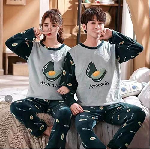 HAIBI Damen Pyjama Winter,Mädchen Schlafanzug Pyjamas Sets Mädchen Warm Flanell Sleepwear Set Dicke Avocado Print Koralle Fleece Samt Homewear, Medium HAIBI Damen Pyjama Winter,Mädchen Schlafanzug Pyjamas Sets Mädchen Warm Flanell Sleepwear Set Dicke Avocado Print Koralle Fleece Samt Homewear, Medium von HAIBI