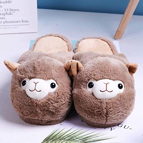 HAIBI Winter Pantoffeln Cartoon Alpaka Home Frauen Pelz Hausschuhe Warm Plüsch Eltern-Kind Boden Slides Haus Wohnung Schlafzimmer Damen Furry Slippes, Braun, 38 HAIBI Winter Pantoffeln Cartoon Alpaka Home Frauen Pelz Hausschuhe Warm Plüsch Eltern-Kind Boden Slides Haus Wohnung Schlafzimmer Damen Furry Slippes, Braun, 38 von HAIBI