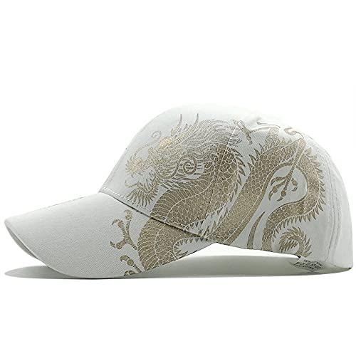 Unisex Kappe Baseball Caps,Frühling Sommer Chinesischen Stil Drachen Design Muster Baseballmütze Baumwolle Outdoor Caps Herren Damen Trucker Cap,Weiß, von HAIBI