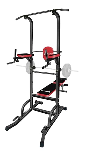 HAKENO Kraftturm Power Tower Dip Station | Sport Geräte mit Klimmzugstange, Dip Barren u. Rückentrainer | Kraftstation Kraftturm Power Rack for Home Gym | Krafttraining für Zuhause von HAKENO