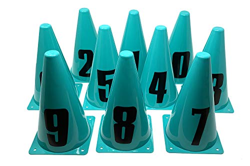 HALE - Hütchen/Markierungskegel Set mit Nummern 0-9 - Höhe 23 cm von HAE