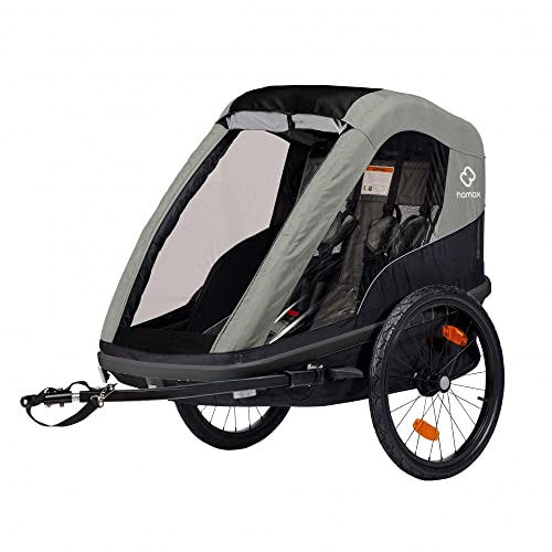 HAMAX Anhänger Breeze Twin Kinderfahrradanhänger Fahrradanhänger, olivgrün, Einzelbett von HAMAX