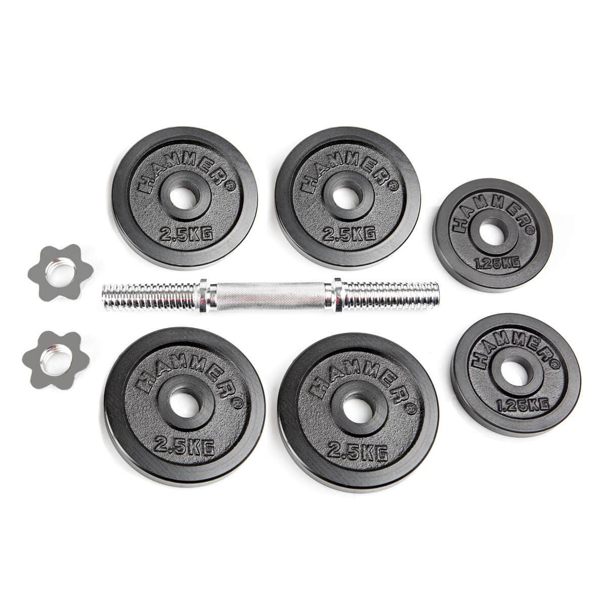 HAMMER Hanteln und Gewichte 15 kg Kurzhantel-Set, Eisen - schwarz HAMMER Hanteln und Gewichte 15 kg Kurzhantel-Set, Eisen - schwarz von HAMMER