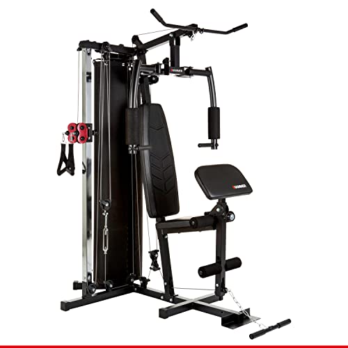 HAMMER Kraftstation Ferrum TX2, Trainingsstation mit Seilzugsystem, umfangreiches Zubehörset, Übungen für Bauch, Rücken & Co, über 45 Übungsmöglichkeiten, 150 x 120 x 198 cm von HAMMER