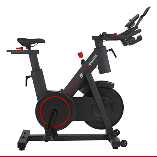 HAMMER Speedbike Speed Race S, Indoor Cycle, 20 kg Schwungmasse, Tablet- und Smartphonehalterung, Bluetooth Anbindung, kompatibel mit Kinomap und BitGym von HAMMER