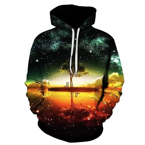 HAN MAN XIU Cooler 3D-Galaxie-Druck Jungen Mädchen Langarm-Kapuzenpullover Freizeit-Sweatshirt Dekoration von HAN MAN XIU