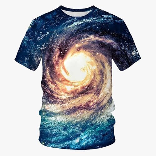 HAN MAN XIU Farbenfrohes 3D Galaxy Starlight Muster bedrucktes T-Shirt Männer Frauen Kurzarm Casual Tops Kleidung von HAN MAN XIU