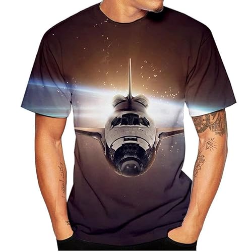 HAN MAN XIU Flugzeugmuster 3D-Druck T-Shirt Männer Frauen lose lässigen Rundhalsausschnitt Kurze Ärmel Tops Kleidung von HAN MAN XIU