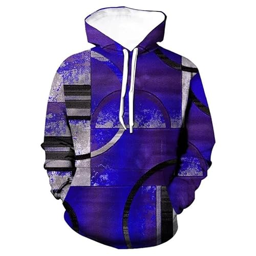 HAN MAN XIU Geometrischer 3D Patchwork Print Hoodie im Vintage-Look Männer Frauen Casual Winter Pullover Hoodie von HAN MAN XIU