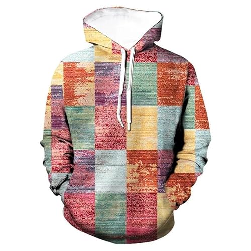 HAN MAN XIU Geometrischer 3D Patchwork Print Hoodie im Vintage-Look Männer Frauen Casual Winter Pullover Hoodie von HAN MAN XIU