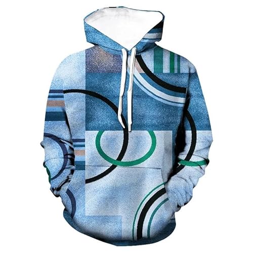 HAN MAN XIU Geometrischer 3D Patchwork Print Hoodie im Vintage-Look Männer Frauen Casual Winter Pullover Hoodie von HAN MAN XIU