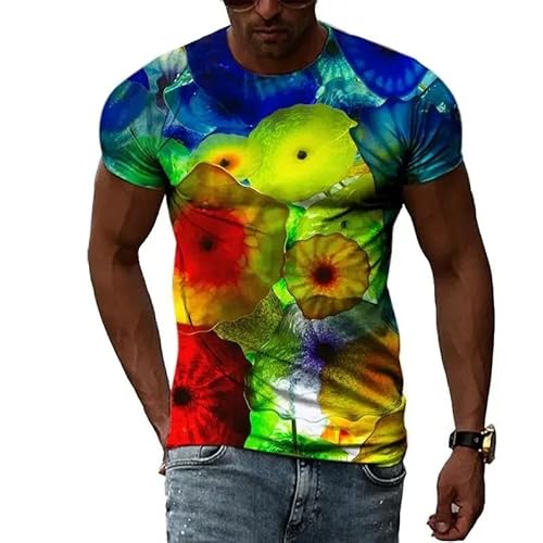 HAN MAN XIU Mehrdimensionales Muster 3D-Druck Harajuku Persönlichkeit T-Shirt Männer Frauen lässigen Rundhalsausschnitt Kurze Ärmel Tops von HAN MAN XIU