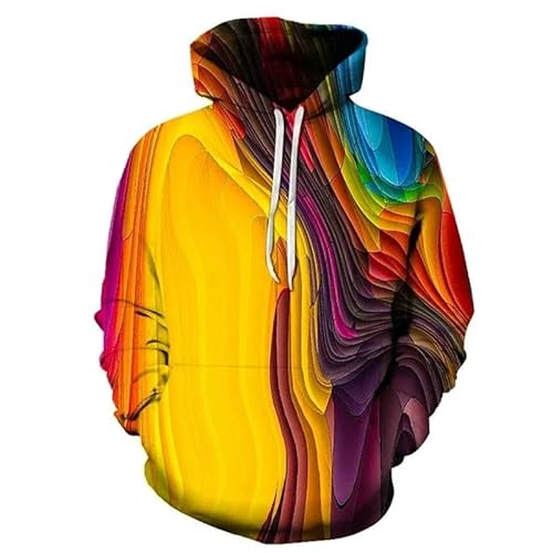 HAN MAN XIU Rainbow Gradient Pattern Hooded SweatshirtMen's Women's Colourful 3D Printed Pullover Loose Hoodie von HAN MAN XIU