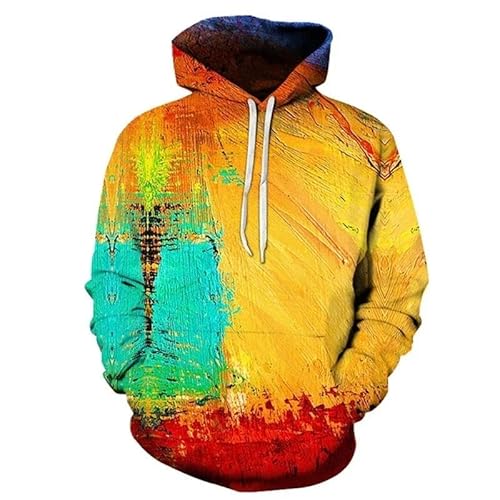 HAN MAN XIU Rainbow Gradient Pattern Hooded SweatshirtMen's Women's Colourful 3D Printed Pullover Loose Hoodie von HAN MAN XIU