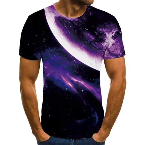 HAN MAN XIU Sommermode Galaxie Muster T-Shirt Männer Frauen lässig 3D-Druck Rundhalsausschnitt Kurze Ärmel Tops von HAN MAN XIU