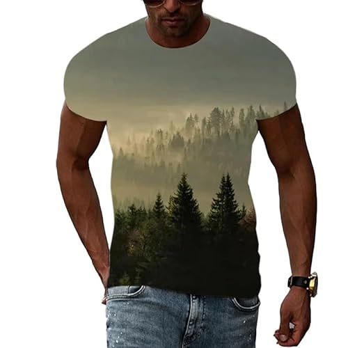 HAN MAN XIU Sommermode natürliche Wolken Landschaft Bedruckt T-Shirt Jungen und Mädchen lässig lose Rundhalsausschnitt Kurze Ärmel von HAN MAN XIU