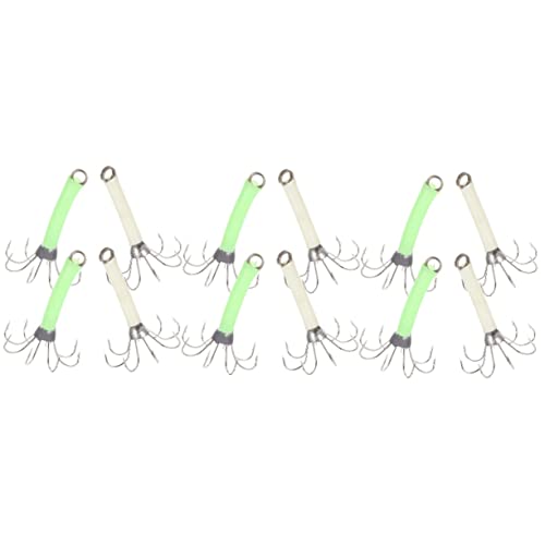 HANABASS 12 STK Tintenfischhaken Angler ausrüstung fogelschreker meeresangeln Lure leuchtende Angelköder Simulation Angelgerät fluoreszierender Angelhaken Angelköder Köder Rostfreier Stahl von HANABASS