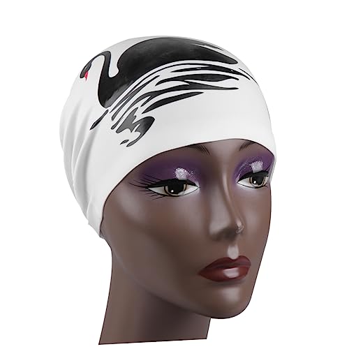 HANABASS 1Stk Silikon-Badekappe Mädchen Duschhaube Schwimmen badekappen Badekappe für Mädchen Badekappe für Damen Swim Cap Women Swimming Cap wasserdichte Badekappe Schwimmhaube Weiß von HANABASS