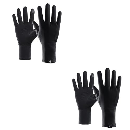 HANABASS 2 Paar Fahrradhandschuhe Mit Touchscreen SMS-Handschuhe Für Frauen Winter Voller Fingerhandschuh Trainingshandschuhe Handschuhe Zum Training Vollfingerhandschuhe Black Stoff von HANABASS