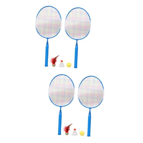 HANABASS 2 Sätze Badmintonschläger mit Bällen Tennisschläger für Kinder Strandschläger aus Stoff für Kinder Netzschläger Outdoor-Spielzeug für Kinder kinderfederballspiel Kinderbedarf Blue von HANABASS