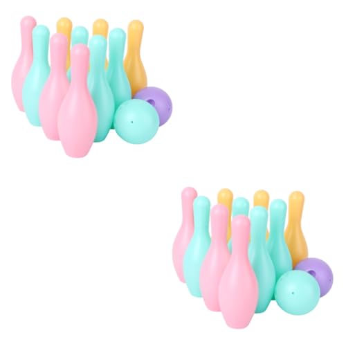 HANABASS 2 Sätze Bowlingkugel Spielzeug kinderspielzeug Kinder Bowling Set Bowlingkegel Bowling-Spielzeug für Kinder Spielzeug für draußen Interaktives Eltern-Kind-Spielzeug Ballspiel Blue von HANABASS